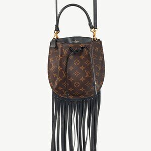 Louis Vuitton Cruise 2017 Fringed Noe Monogram Canvas Shoulder Bag